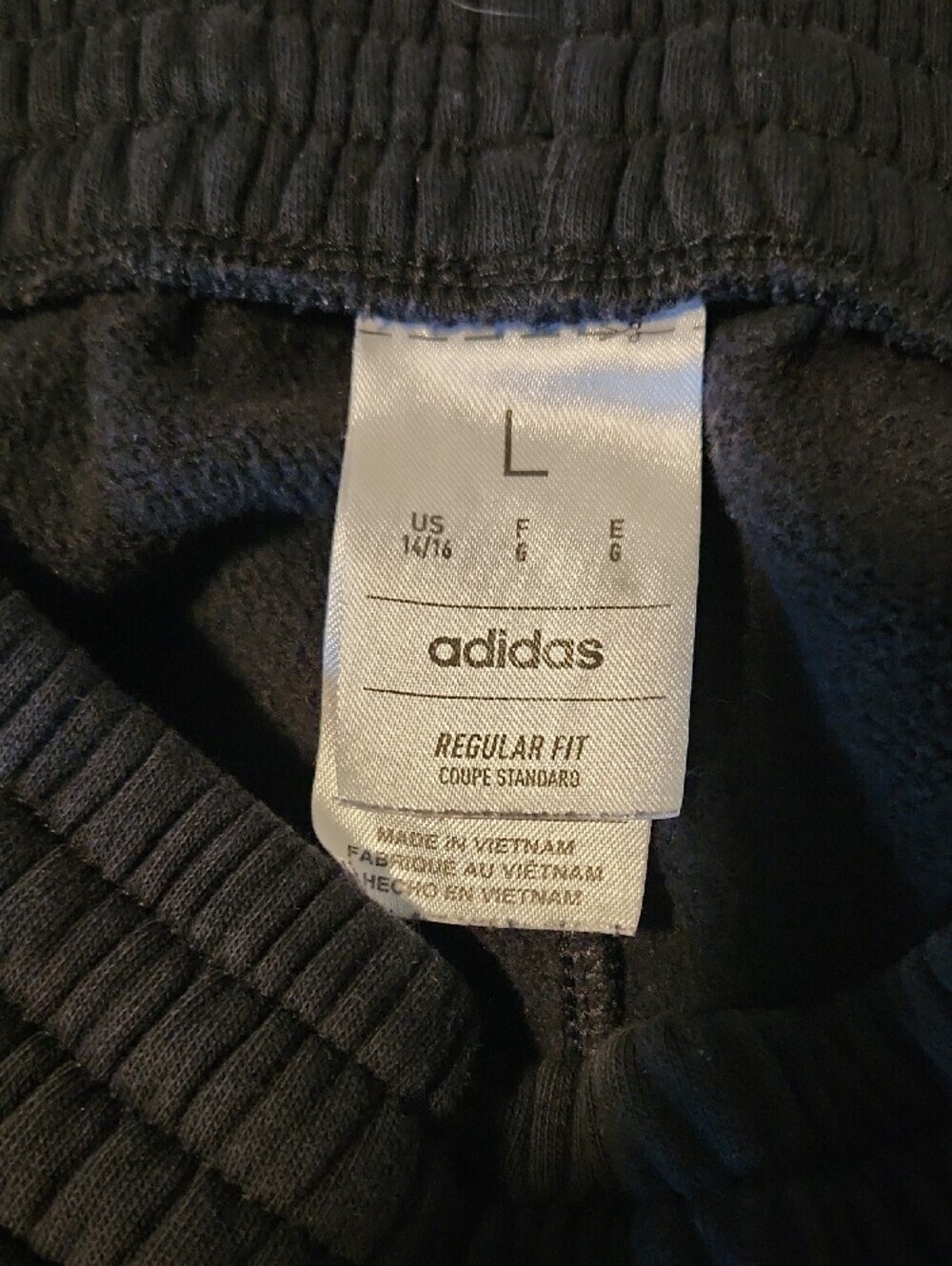 adidas Boys L Black Jogger Sweatpants with White Stripes - Picture 2 of 6